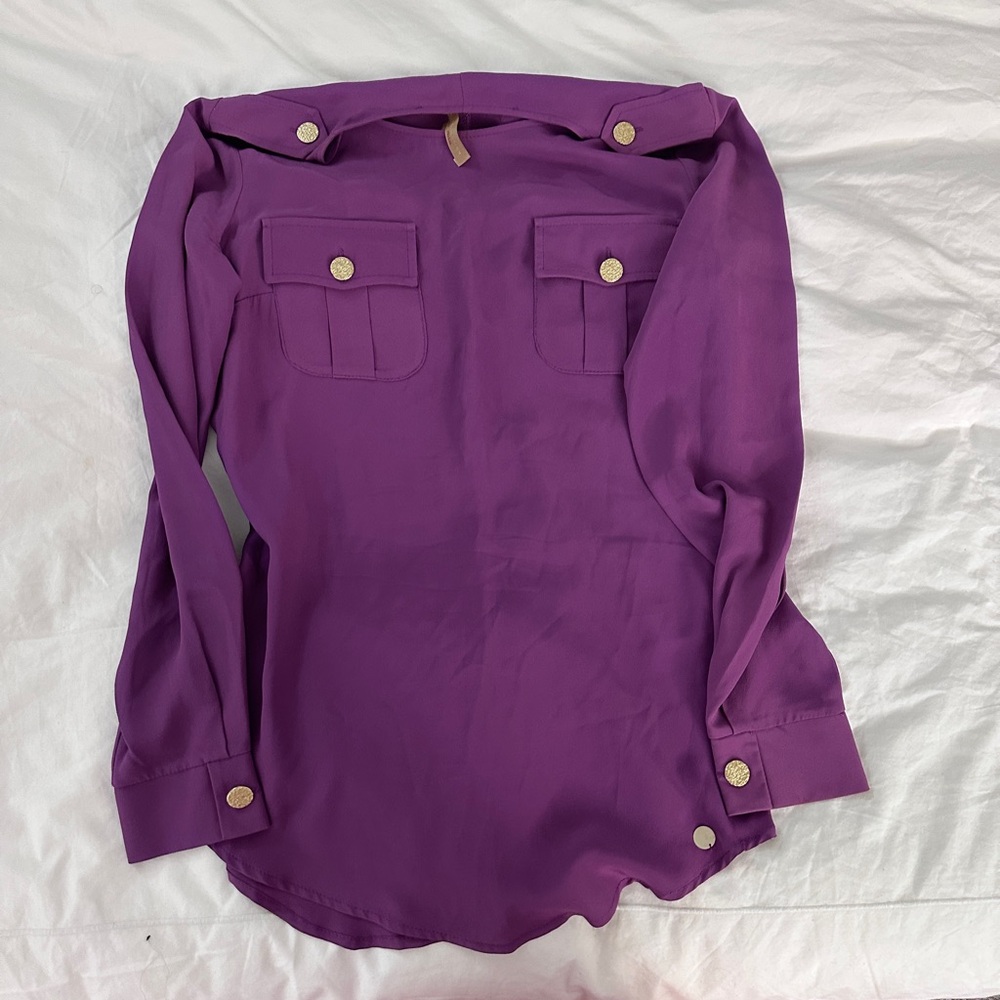 Purple Button-Up Blouse